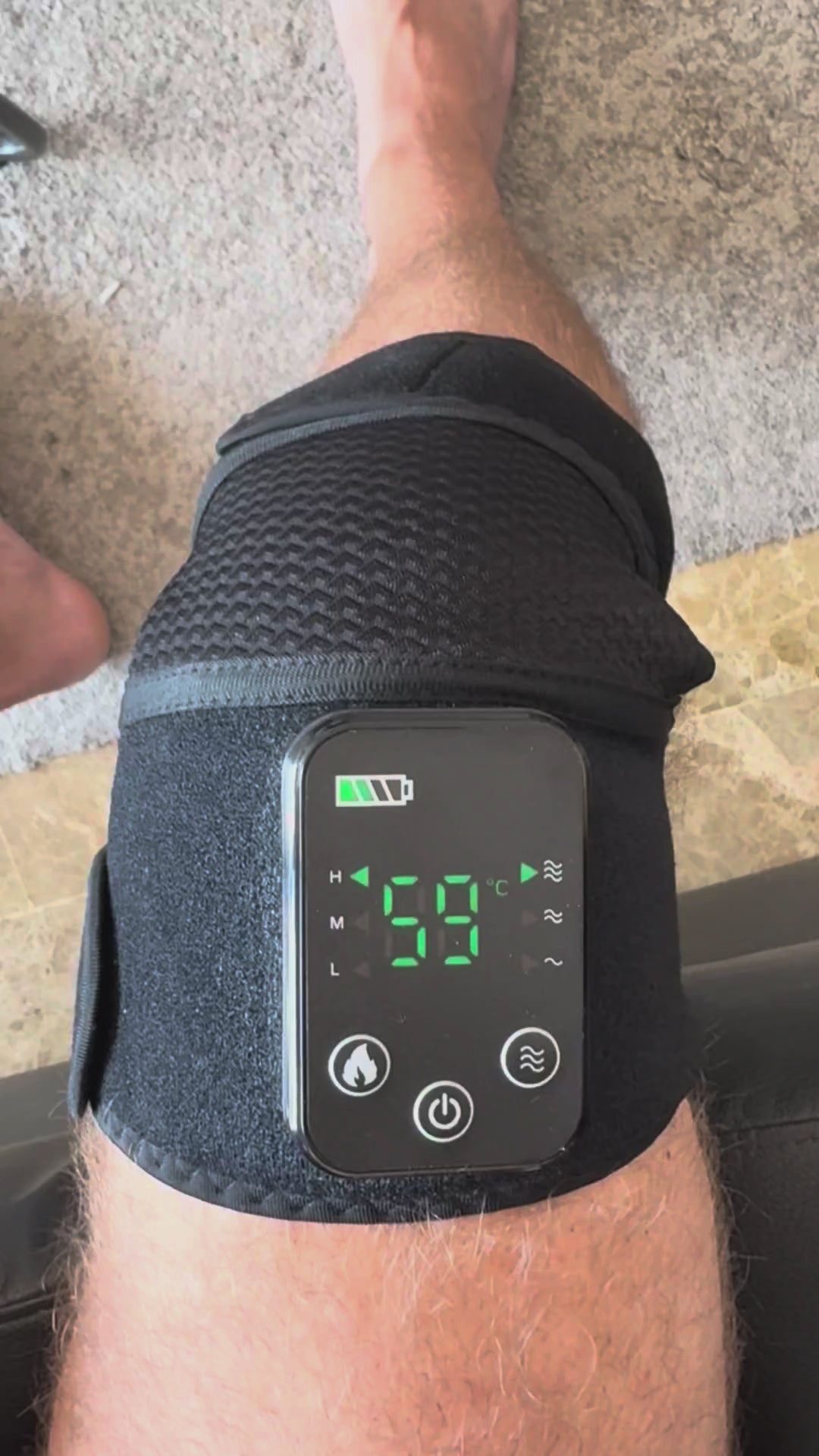 Real product demo: adjusting heat and massage settings on the RecoverWave control panel